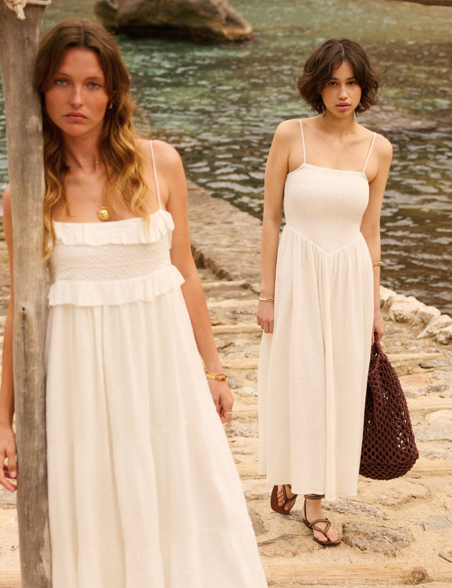 Secondary image of Stone Ruched Drop Waist Imogen Midi Dress