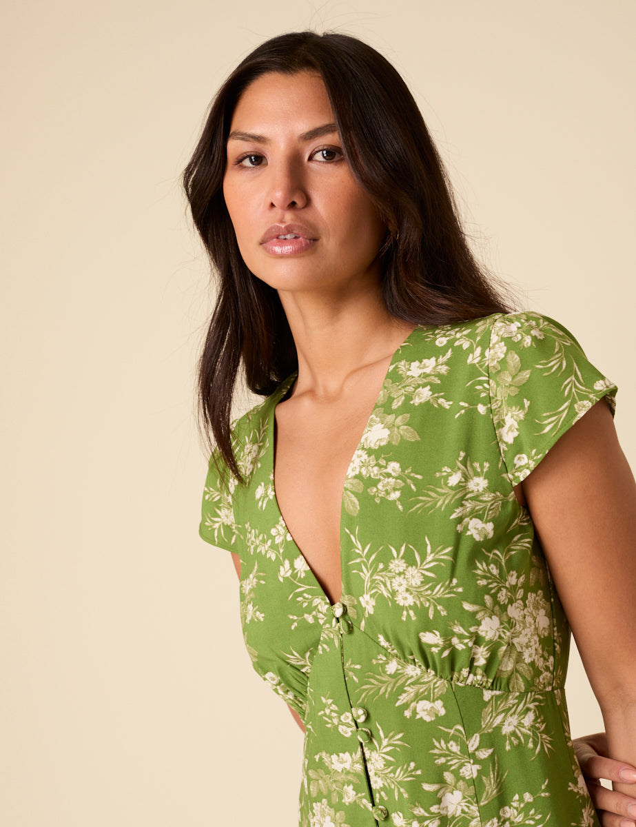 Secondary image ofGreen Floral Avery Midi Dress